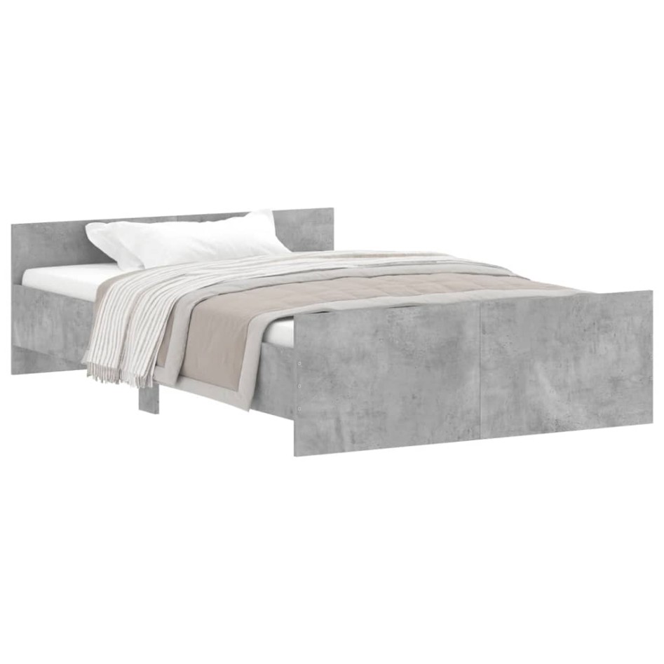 Estructura de cama con cabecero piecero gris hormigón