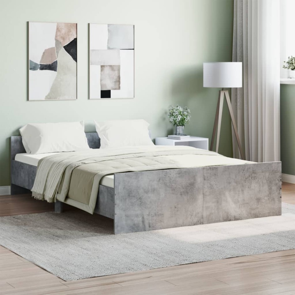 Estructura de cama con cabecero piecero gris hormigón