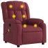 Sillón de masaje reclinable de tela color vino