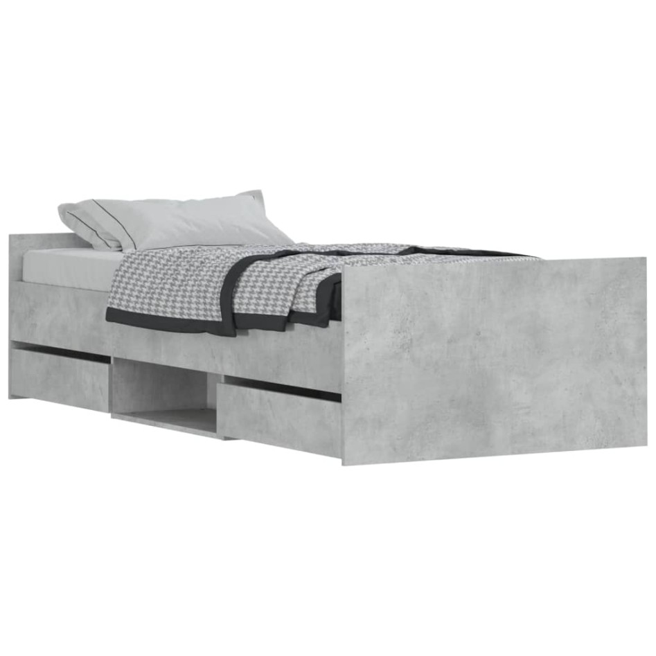 Estructura de cama con cabecero piecero gris hormigón