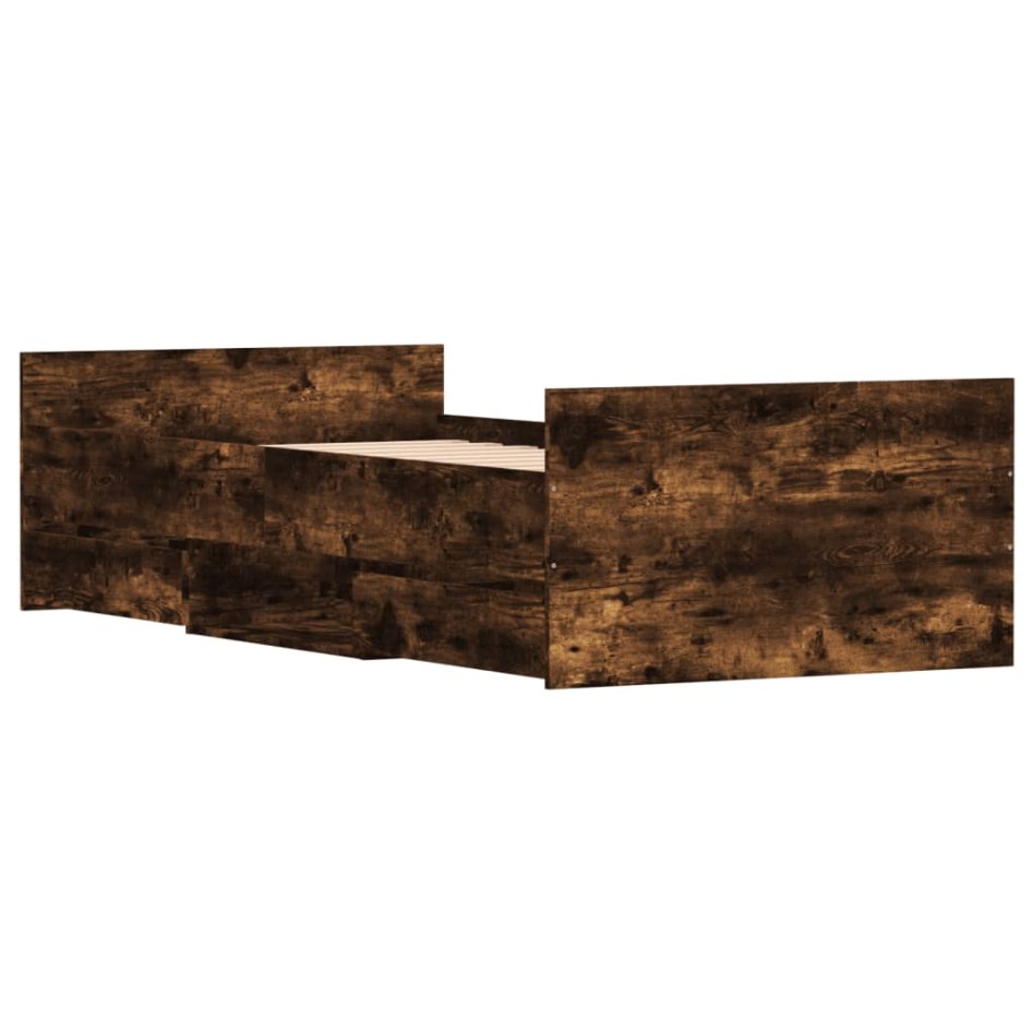 Estructura de cama con cabecero piecero roble ahumado