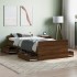 Estructura de cama con cabecero piecero roble marrón 90x190