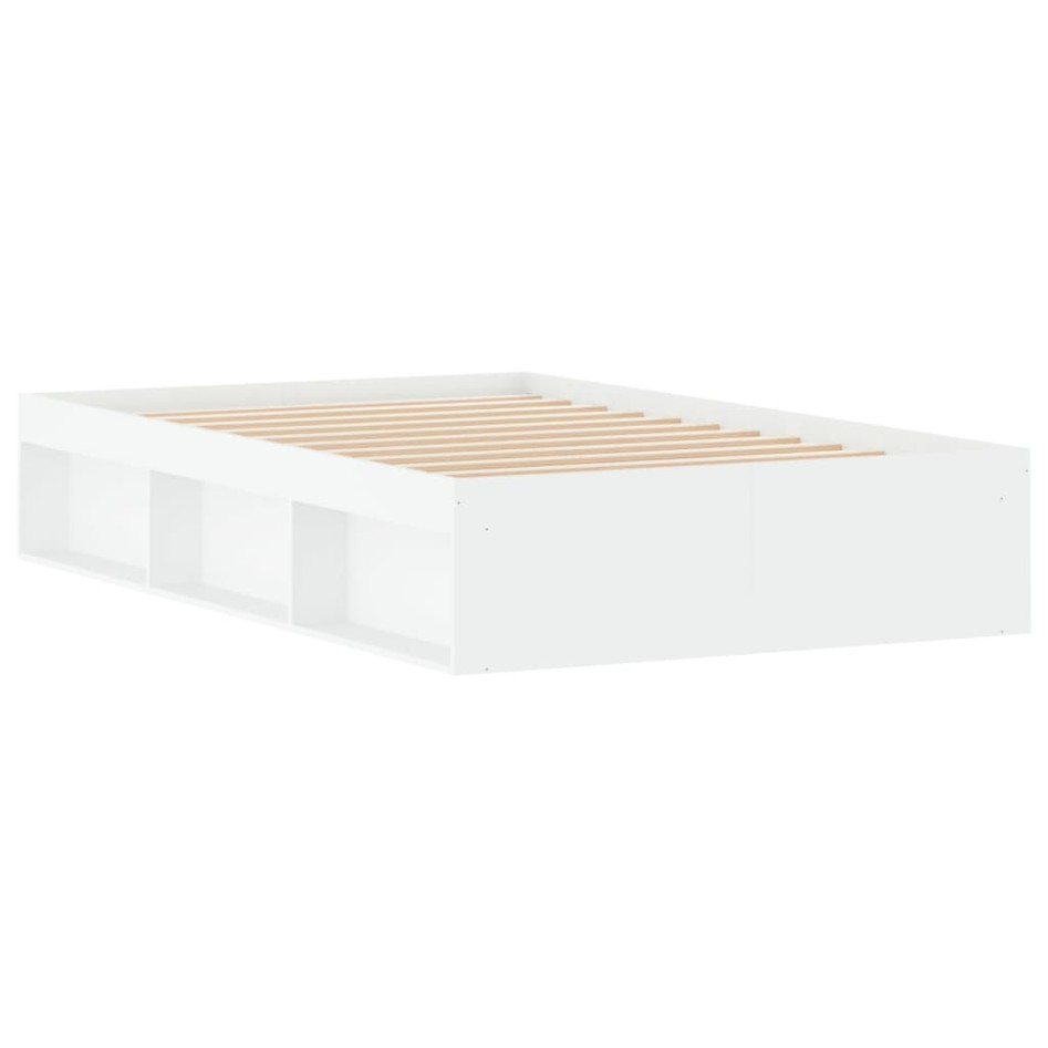 Estructura de cama doble pequeña sin colchón blanco 120x190