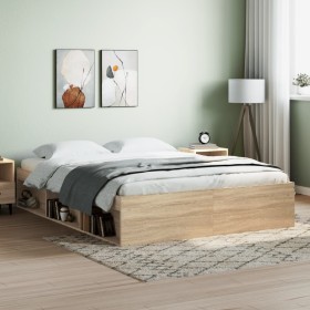 Estructura de cama roble Sonoma 140x200