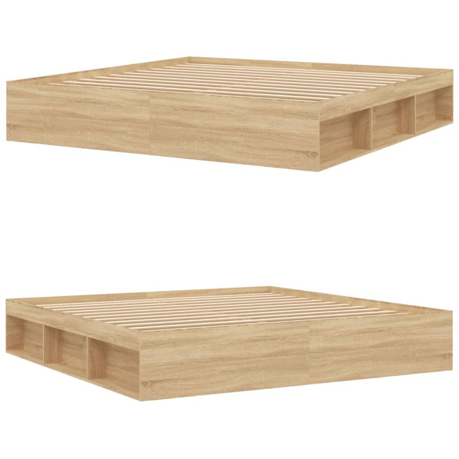 Estructura de cama roble Sonoma 200x200