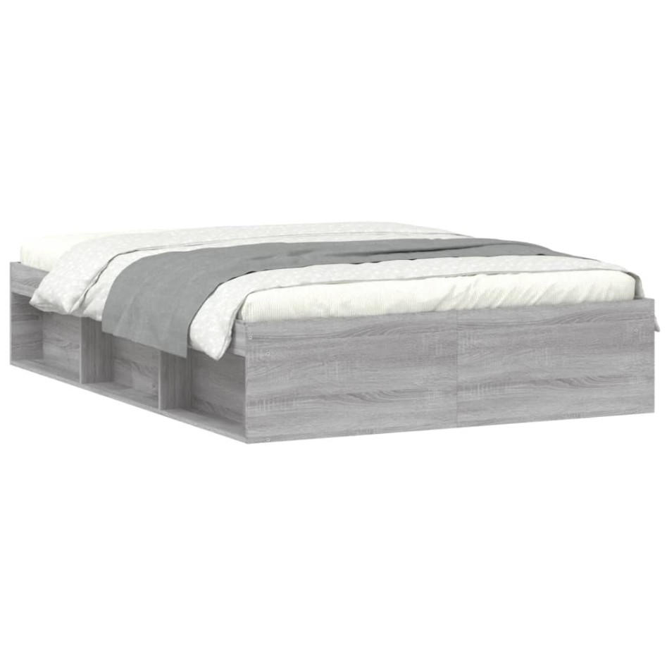 Estructura de cama de matrimonio Sonoma gris 135x190