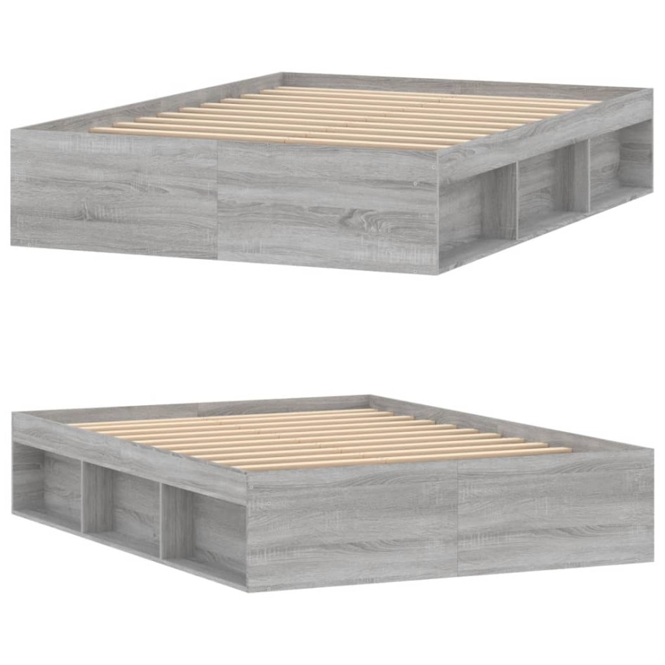 Estructura de cama de matrimonio Sonoma gris 135x190