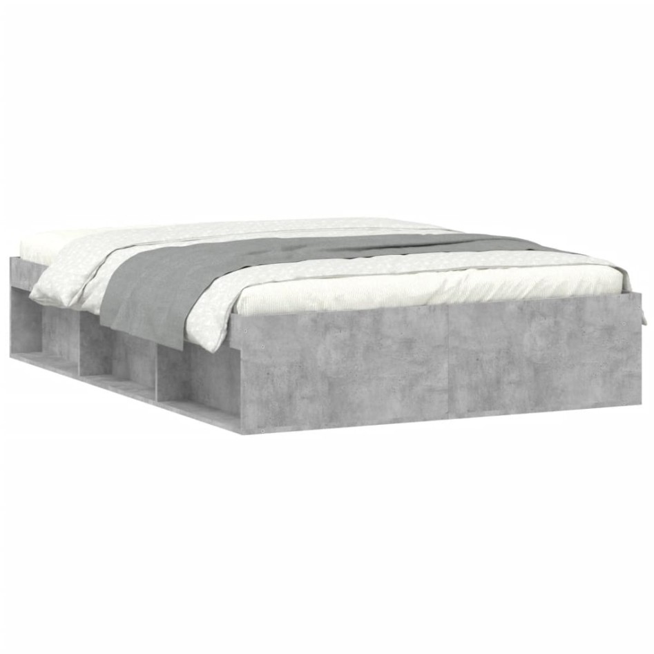 Estructura de cama de matrimonio gris cemento 135x190