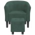 Sillón con taburete terciopelo verde