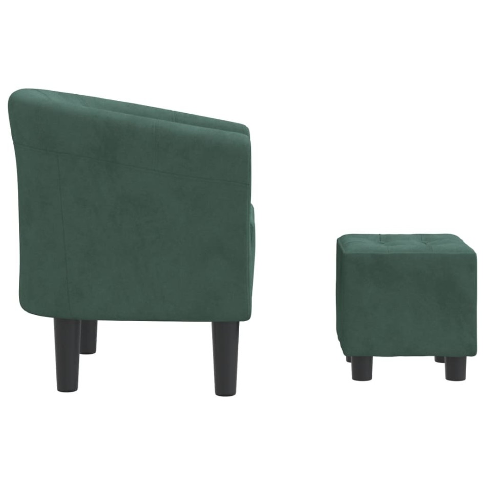 Sillón con taburete terciopelo verde