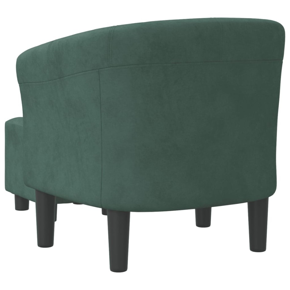 Sillón con taburete terciopelo verde