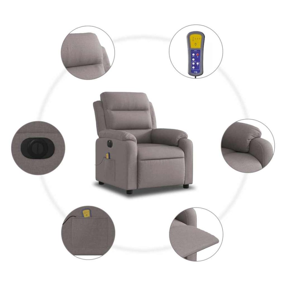 Sillón reclinable de masaje eléctrico tela gris