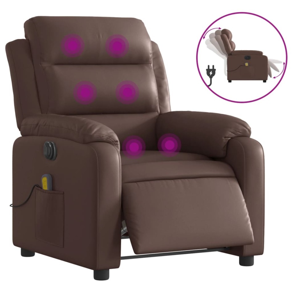 Sillón de masaje reclinable eléctrico cuero sintético