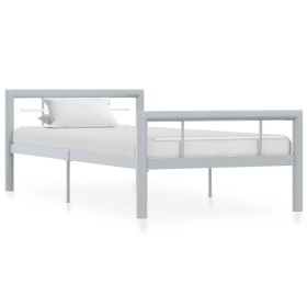 Estructura de cama de metal gris y blanco 100x200