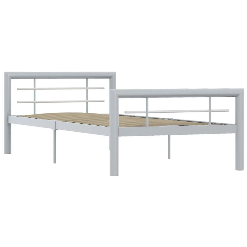 Estructura de cama de metal gris y blanco 100x200