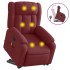 Sillón reclinable de masaje elevable tela rojo