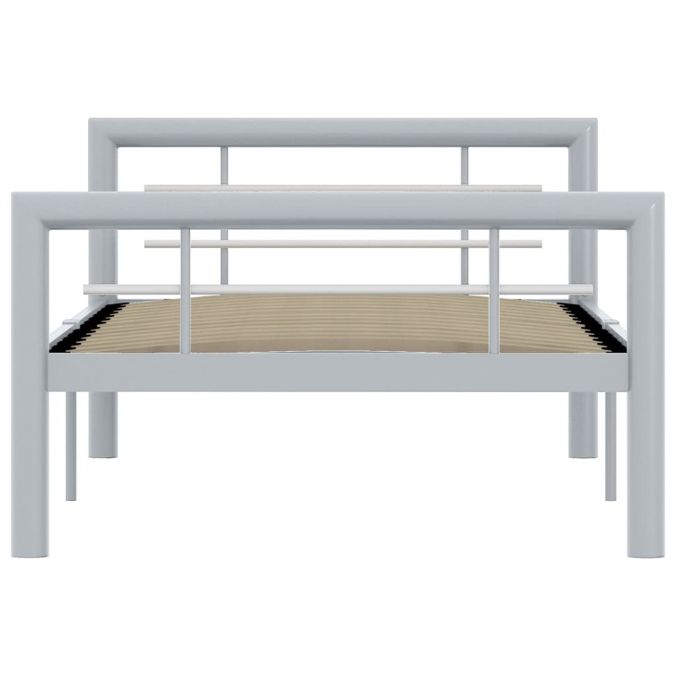 Estructura de cama de metal gris y blanco 100x200