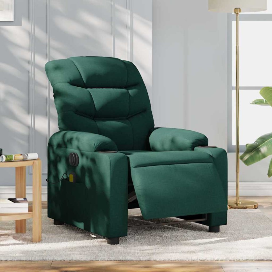 Sillón reclinable de masaje eléctrico tela verde