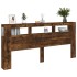 Cabecero LED madera ingeniería roble ahumado 220x18,5x103,5