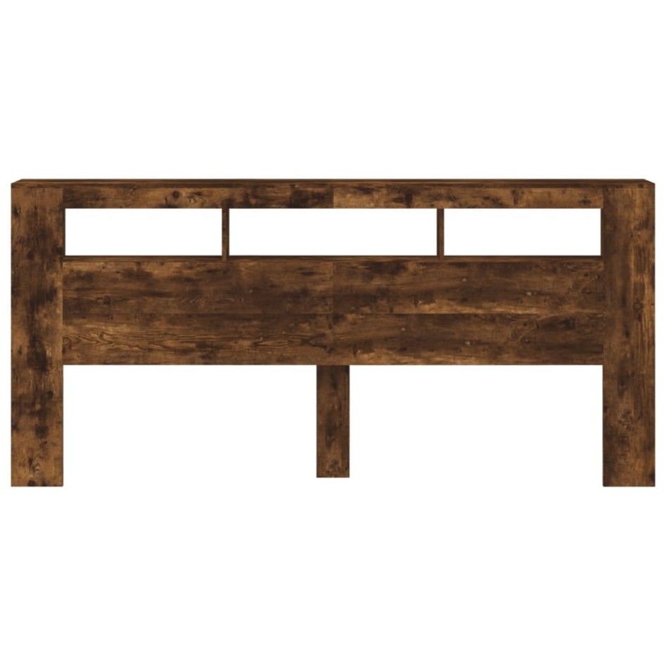 Cabecero LED madera ingeniería roble ahumado 220x18,5x103,5
