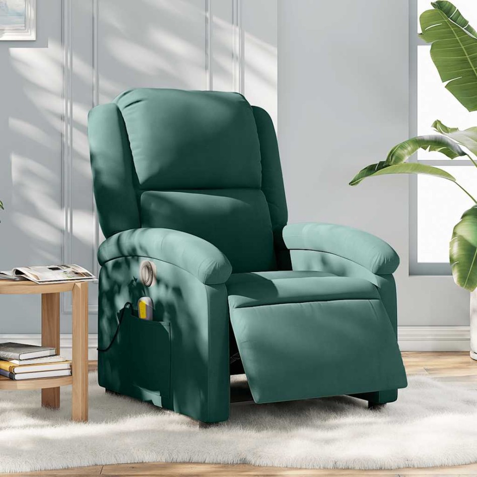 Sillón reclinable de masaje eléctrico terciopelo verde