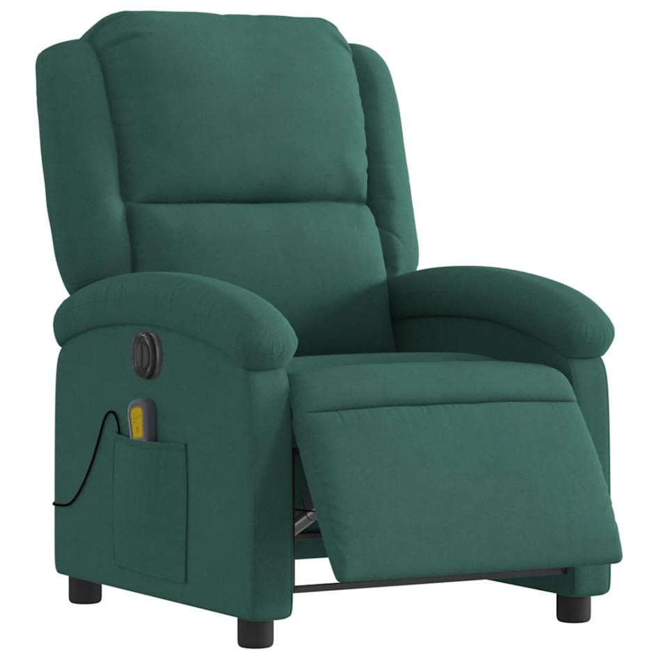 Sillón reclinable de masaje eléctrico terciopelo verde
