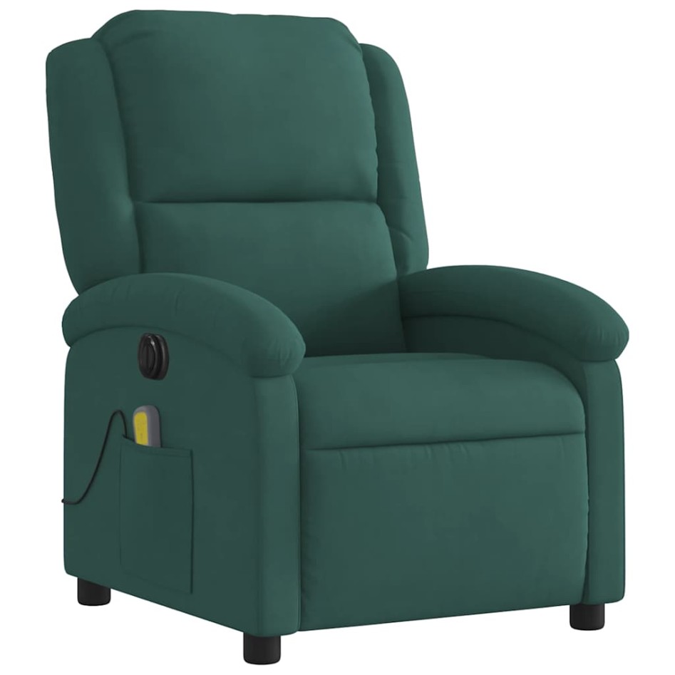 Sillón reclinable de masaje eléctrico terciopelo verde