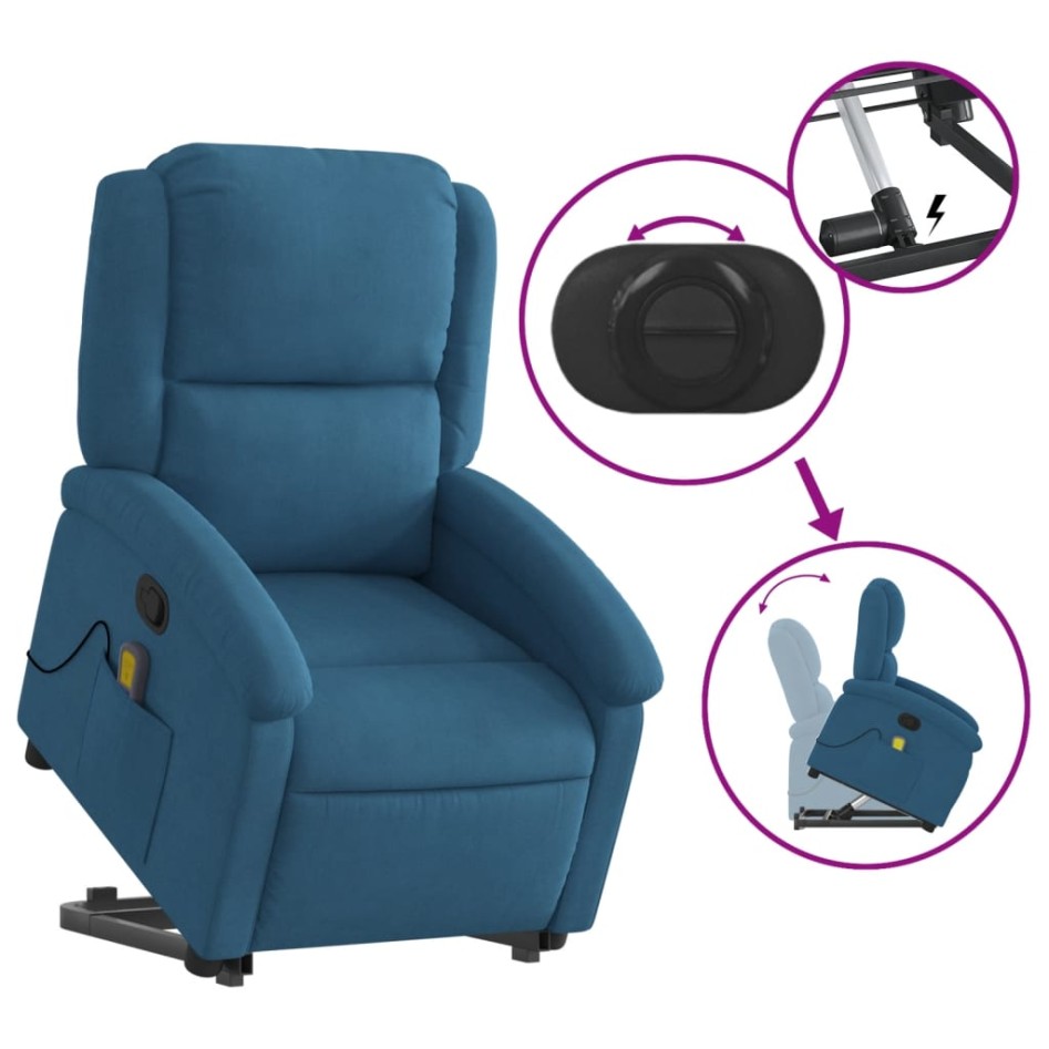 Sillón reclinable de masaje elevable terciopelo