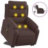 Sillón masaje eléctrico reclinable elevable tela marrón