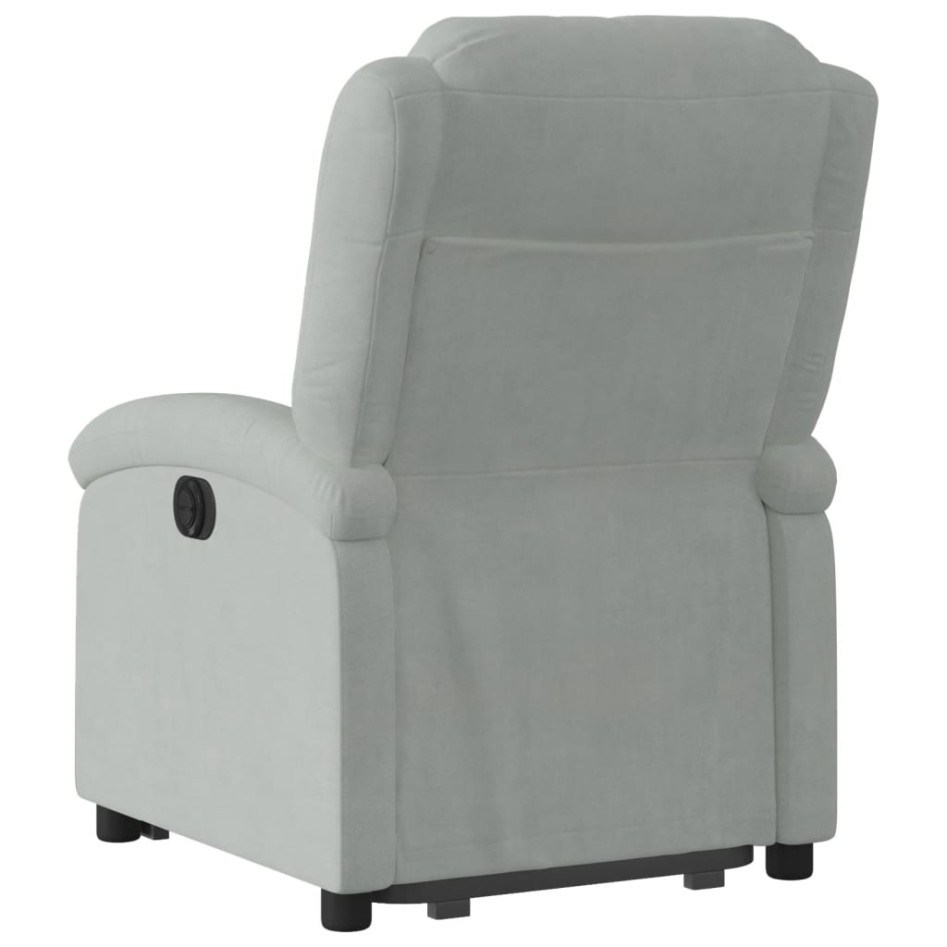 Sillón reclinable elevable terciopelo gris