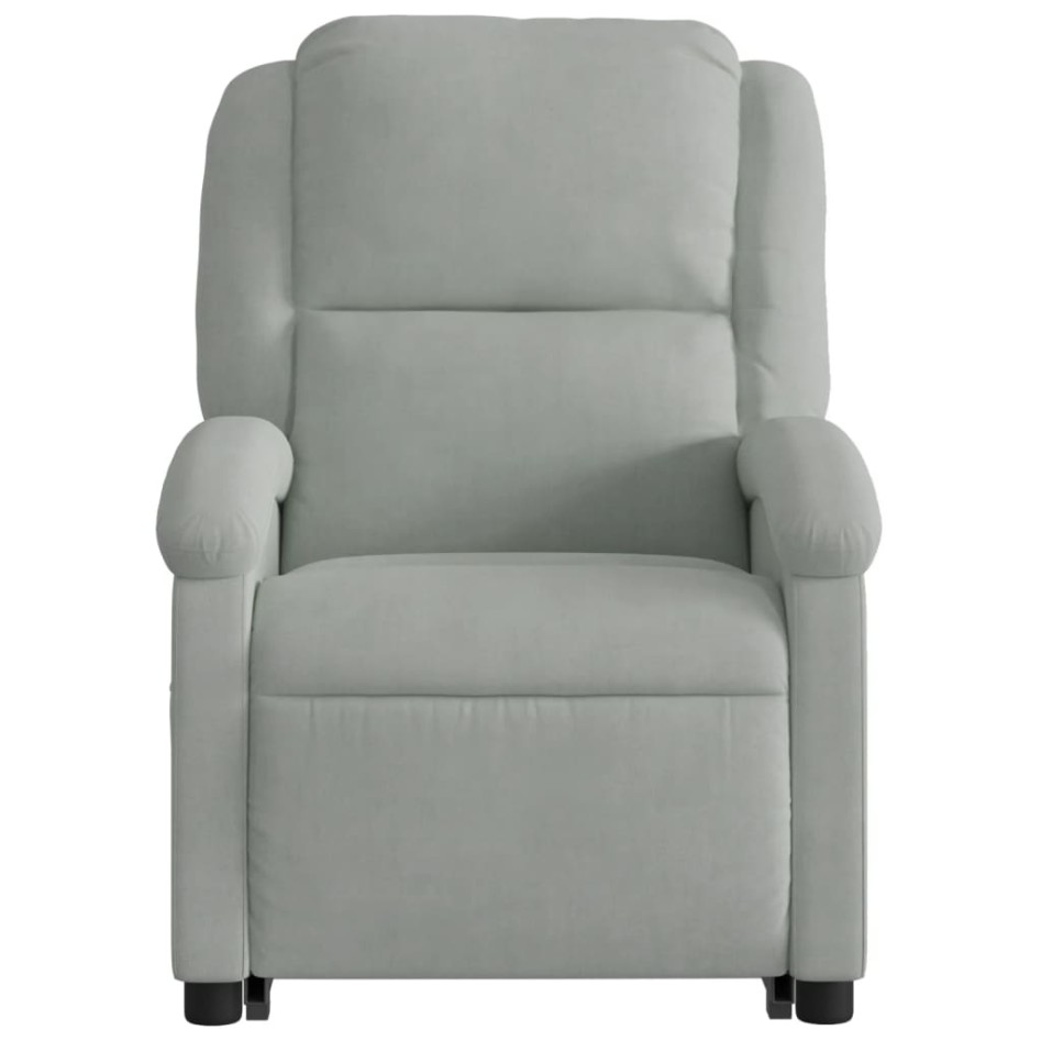 Sillón reclinable elevable terciopelo gris