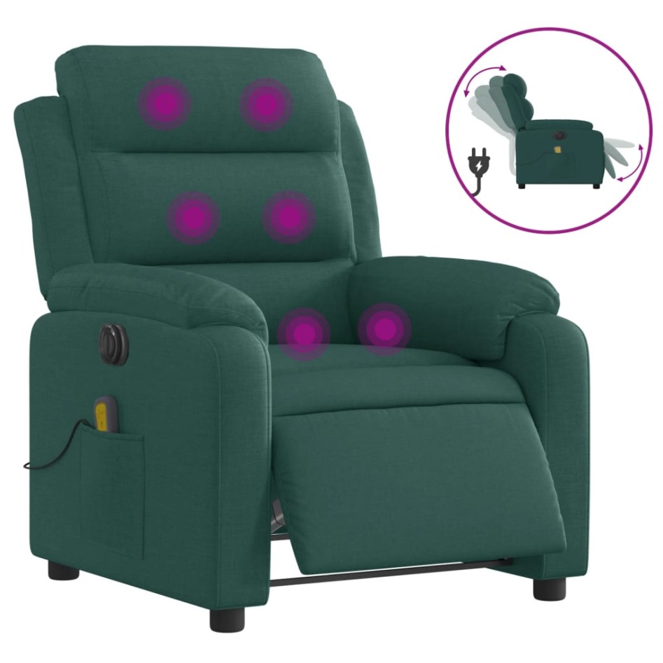 Sillón reclinable de masaje eléctrico tela verde