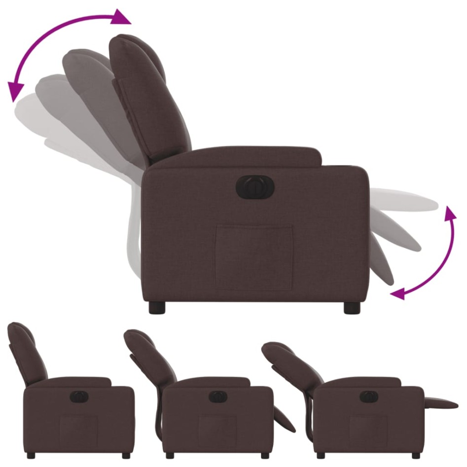 Sillón reclinable eléctrico tela marrón