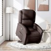 Sillón reclinable elevable tela marrón oscuro