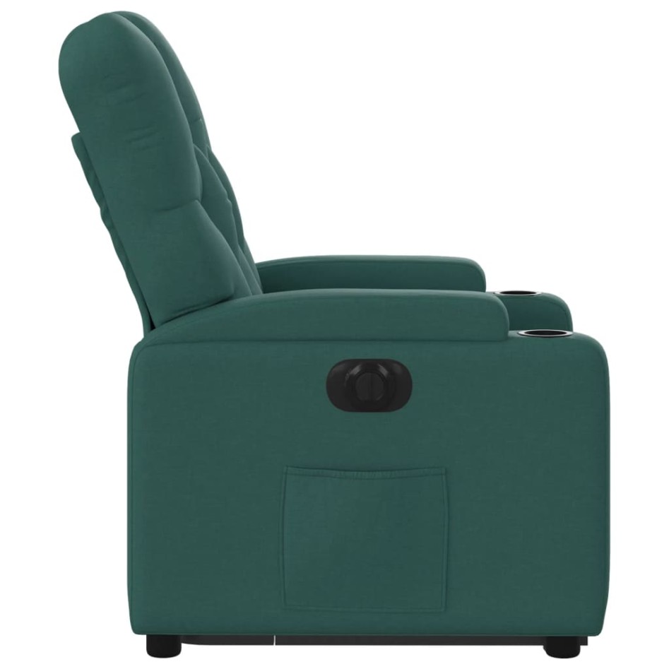 Sillón eléctrico reclinable elevable de tela verde