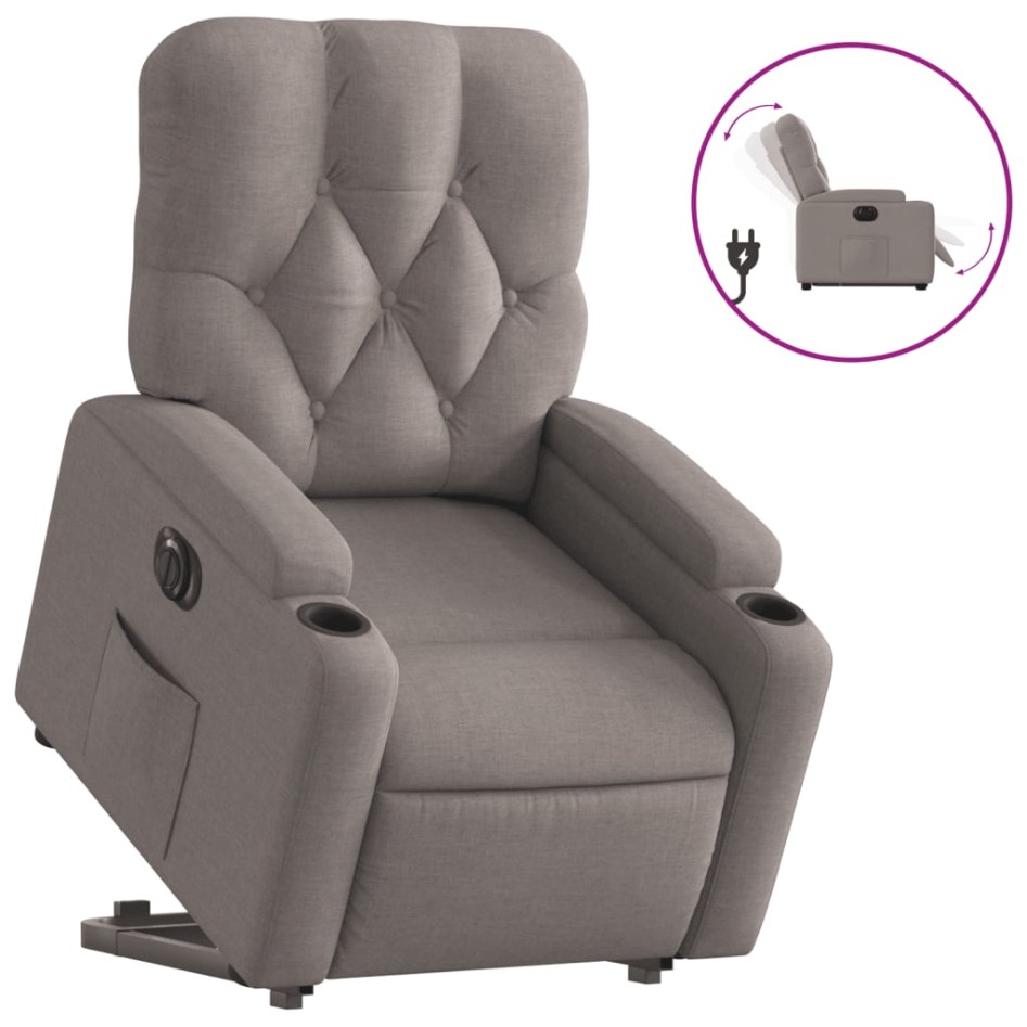 Sillón eléctrico reclinable elevable de tela gris