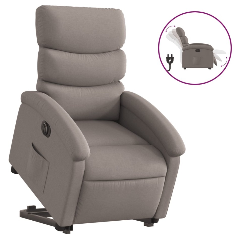 Sillón eléctrico reclinable elevable de tela gris