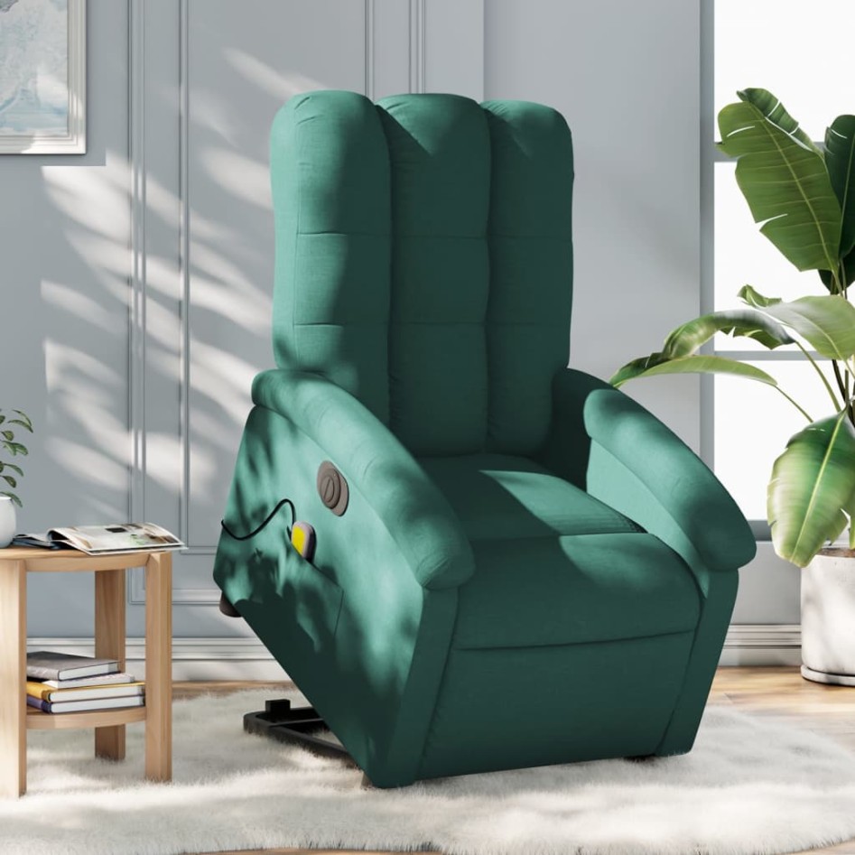 Sillón masaje eléctrico reclinable elevable tela verde