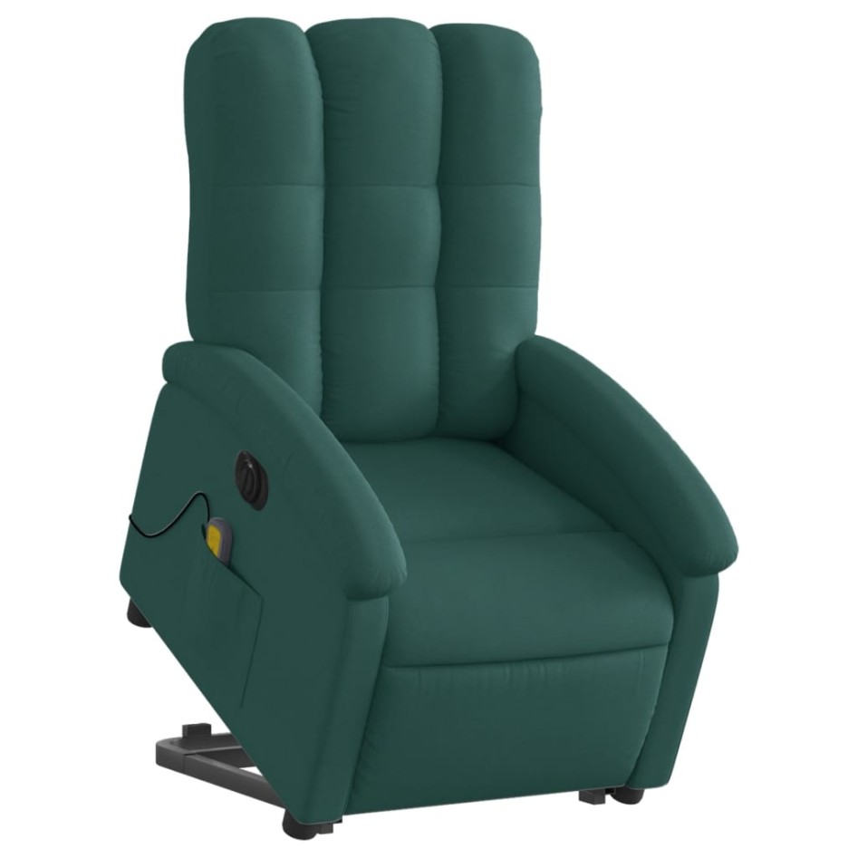 Sillón masaje eléctrico reclinable elevable tela verde
