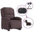 Sillón masaje eléctrico reclinable elevable tela marrón