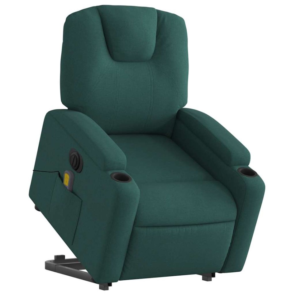Sillón masaje eléctrico reclinable elevable tela verde