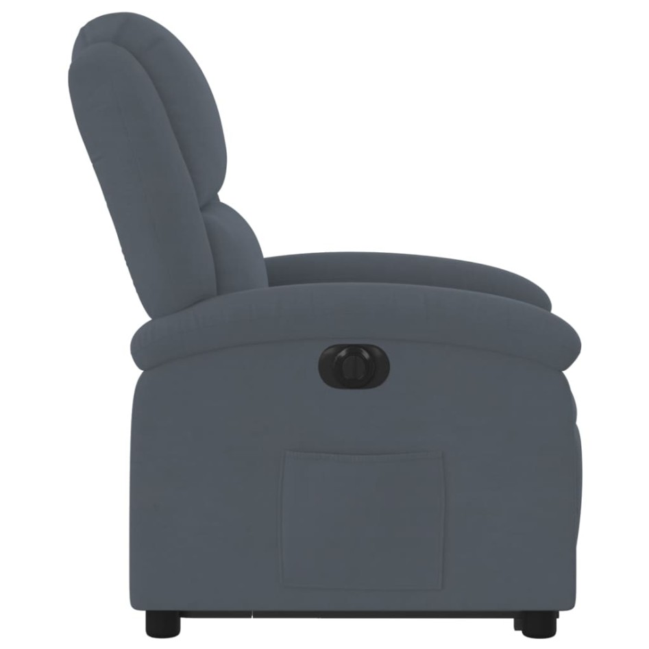 Sillón eléctrico reclinable elevable de terciopelo gris