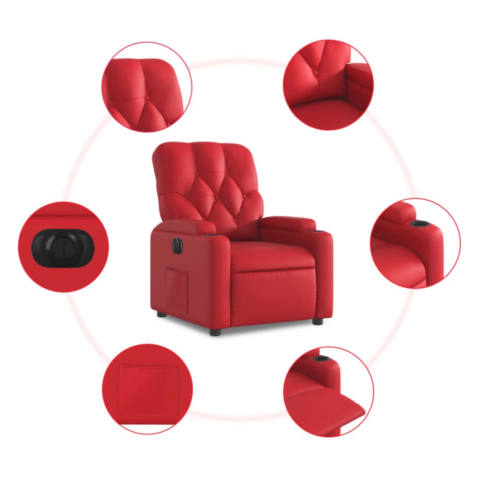 Sillón reclinable eléctrico de cuero sintético