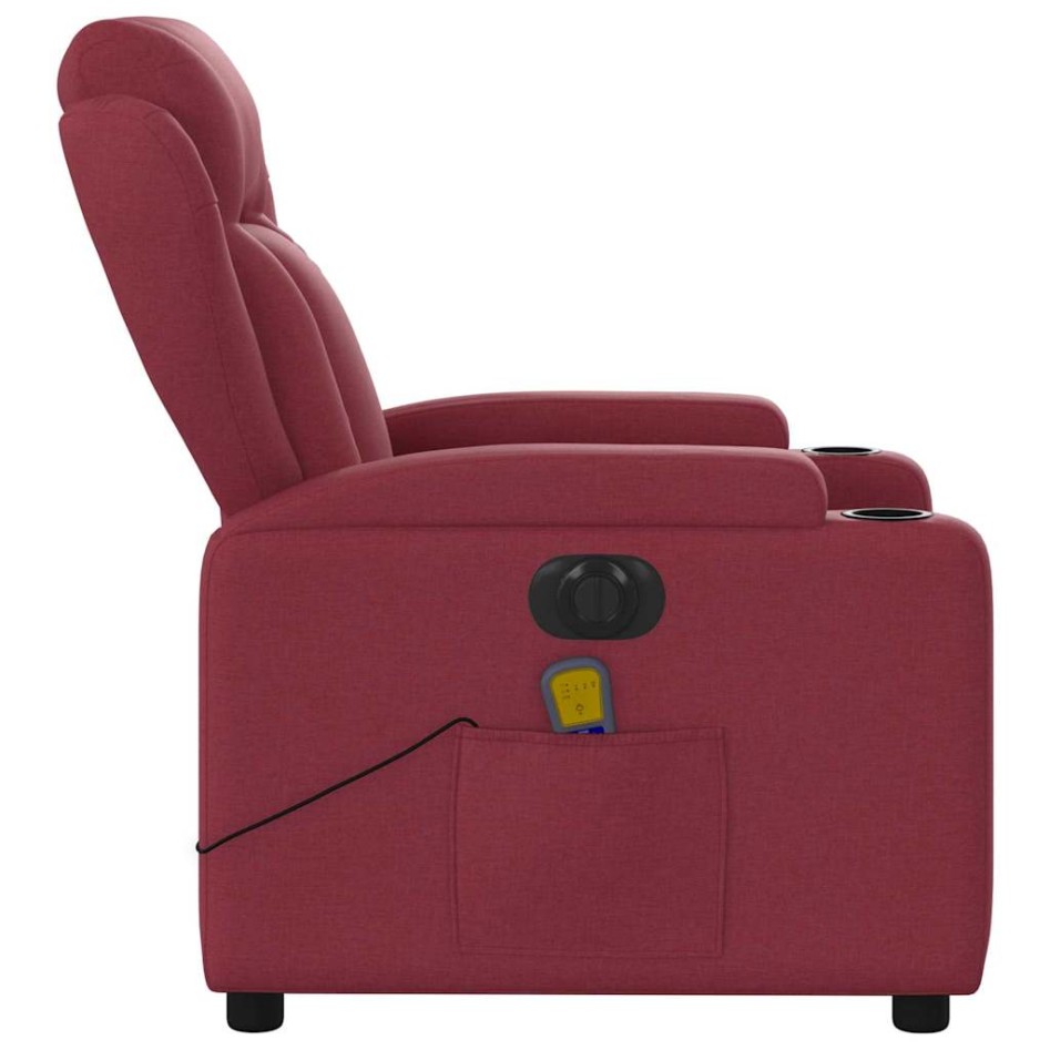 Sillón de masaje reclinable eléctrico tela rojo