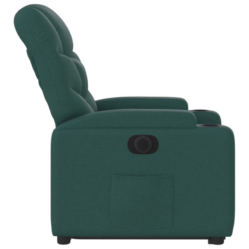Sillón eléctrico reclinable elevable de tela verde