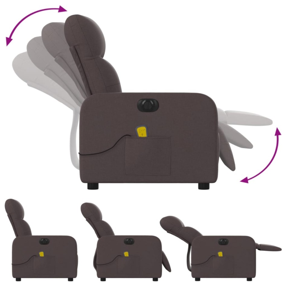 Sillón reclinable de masaje eléctrico tela marrón