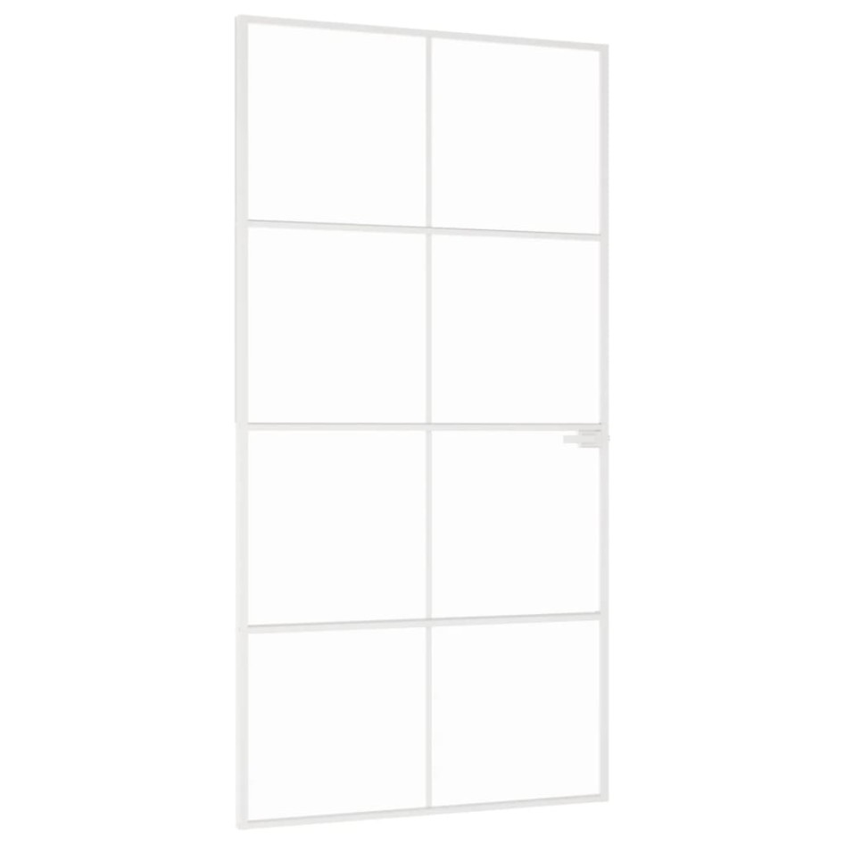 Puerta interior vidrio templado y aluminio blanco 102x201,5