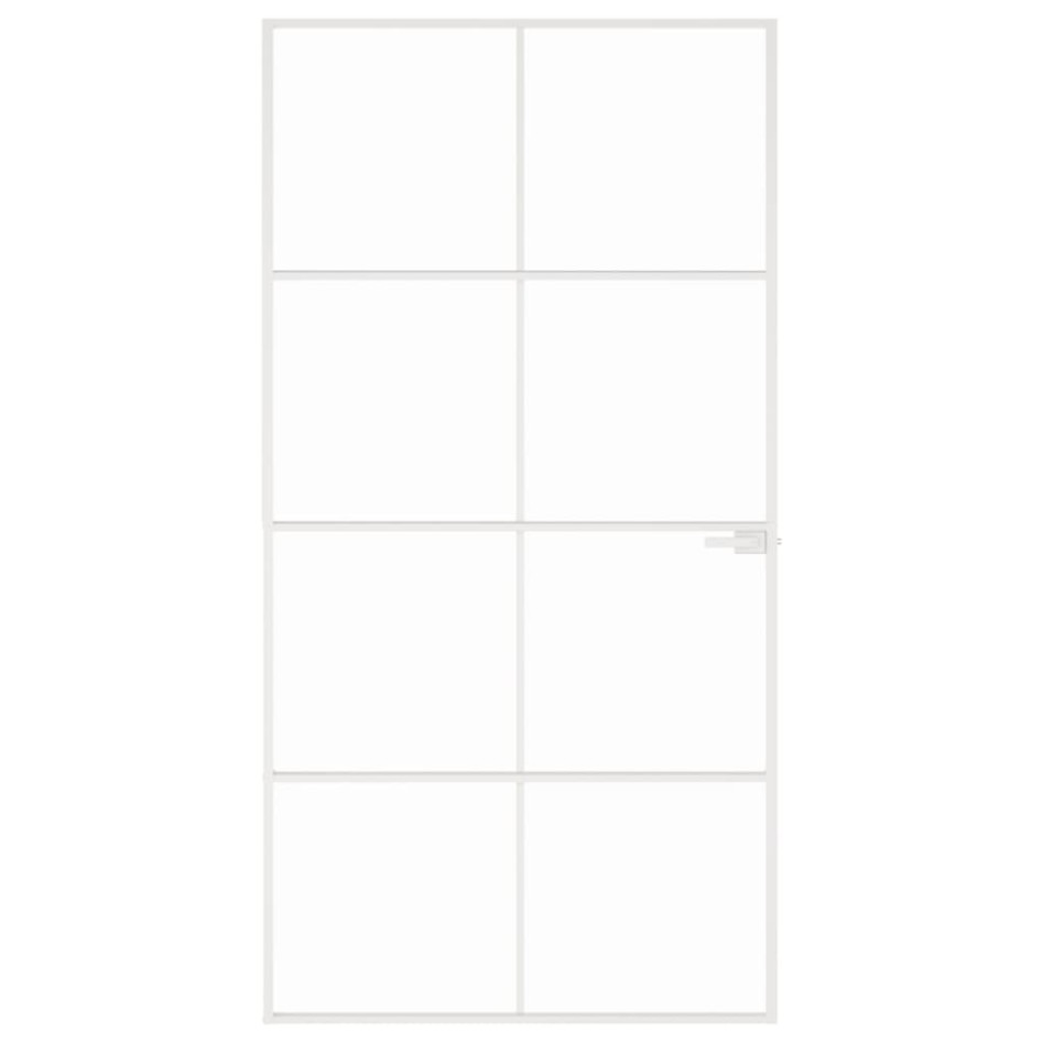 Puerta interior vidrio templado y aluminio blanco 102x201,5