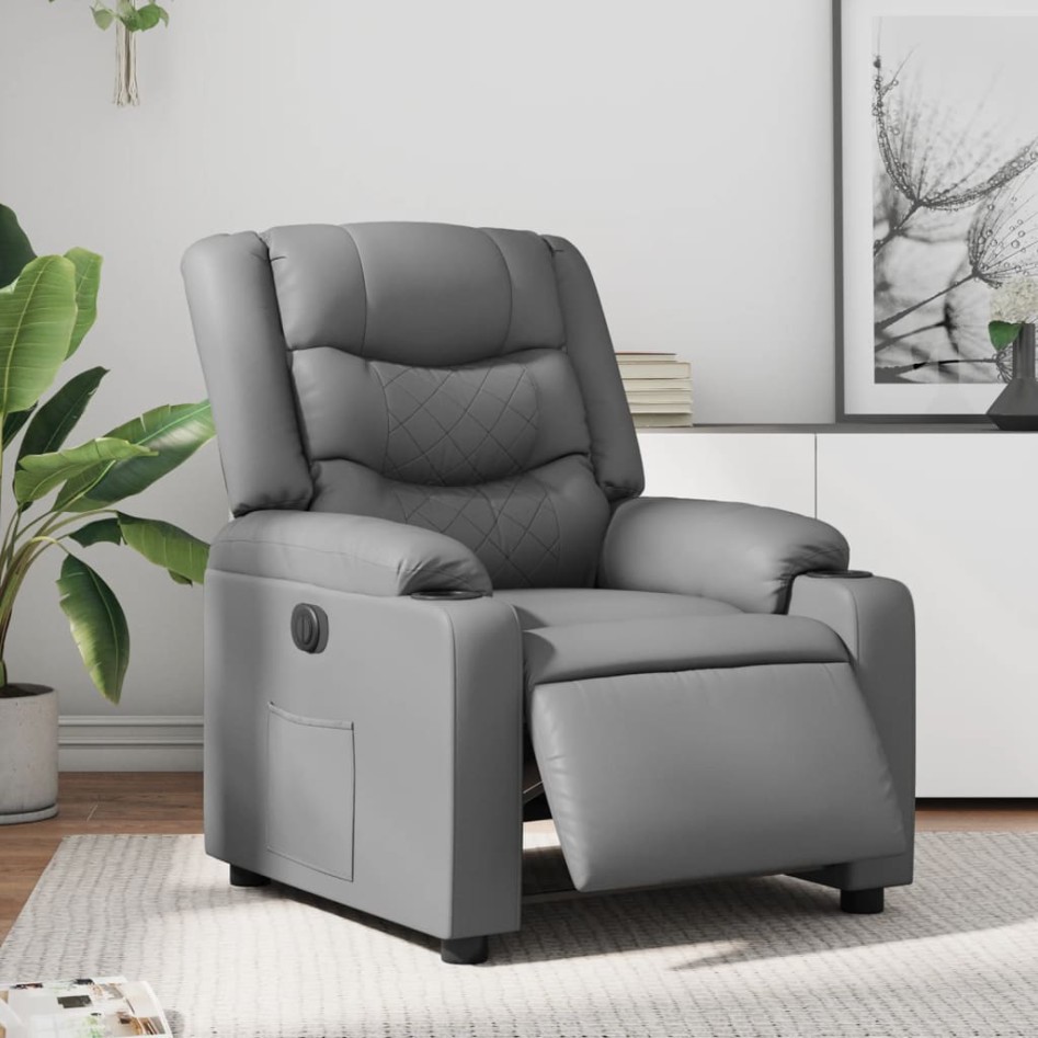 Sillón reclinable eléctrico de cuero sintético