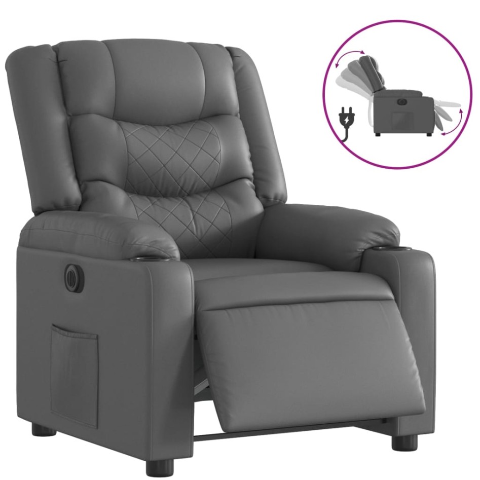 Sillón reclinable eléctrico de cuero sintético